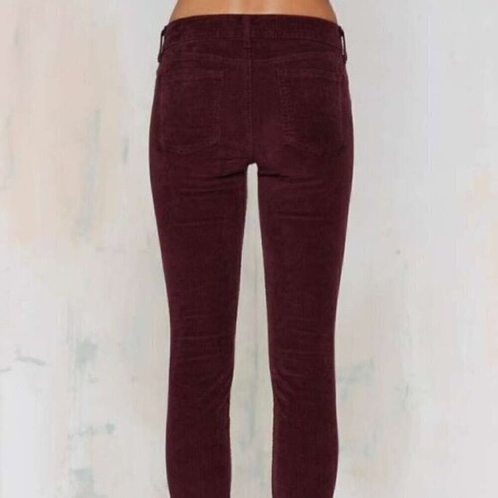 Nasty Gal Pistola Women’s Burgundy Corduroy Pants Size 25 High Waist - Picture 9 of 13